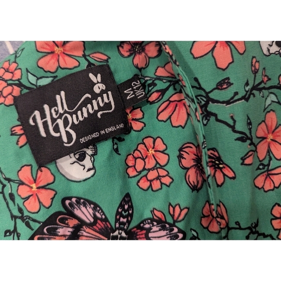 Hell Bunny Retro Rockabilly Skull Butterfly Dress Size 8 - Picture 5 of 10